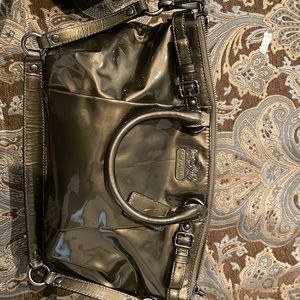 Coach Madison Sophia patent leather green covered zipper tag